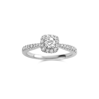 Ring entourage platina met 0.50ct diamant