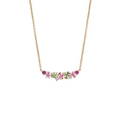 Halsketting · Vander Avort COLOURFUL · met saffier, toermalijn, robijn en diamant