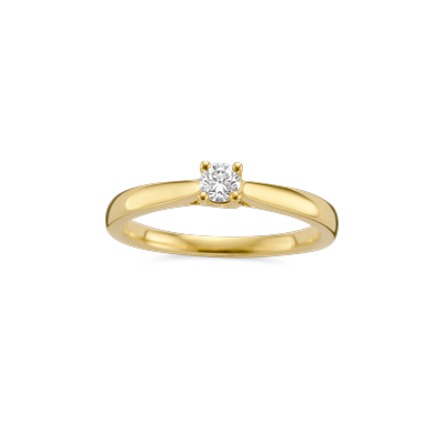 Ring solitaire geel goud met 0.15ct diamant