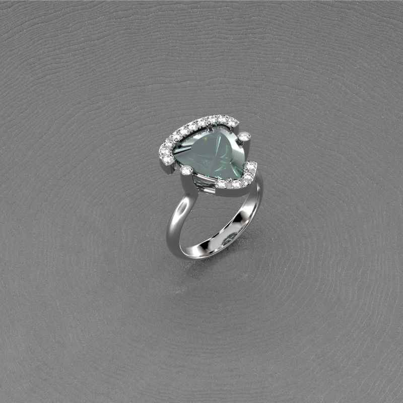 Ring · Vander Avort UNIQUE · met sunstone en diamant