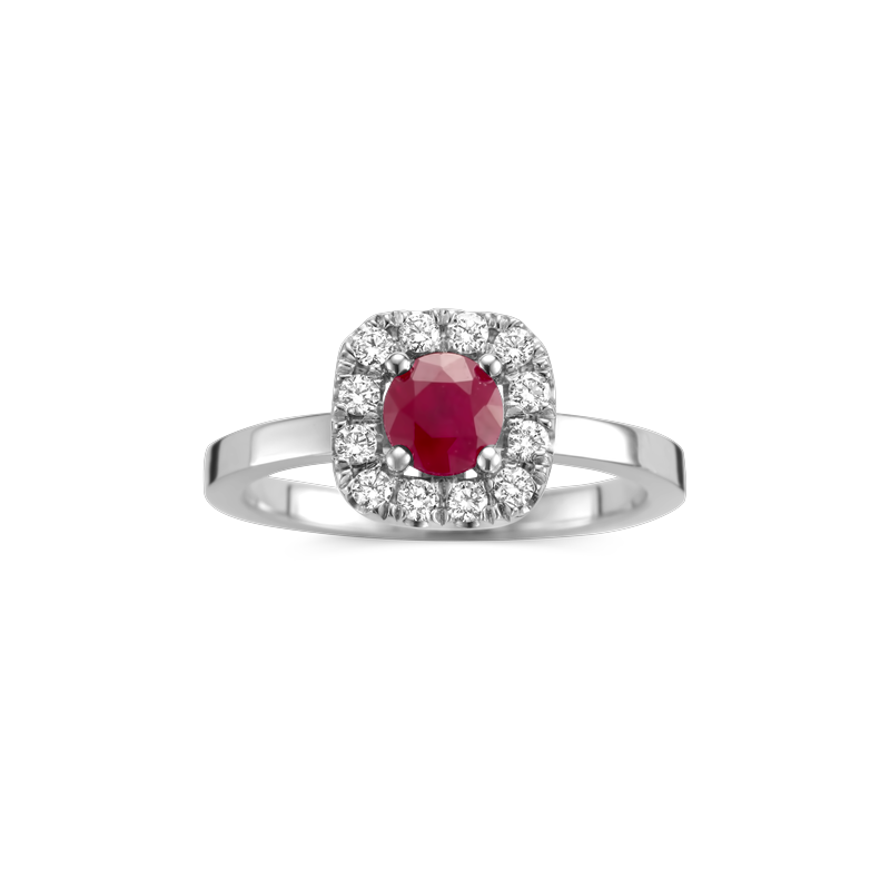 Ring entourage · Vander Avort · met robijn en diamant