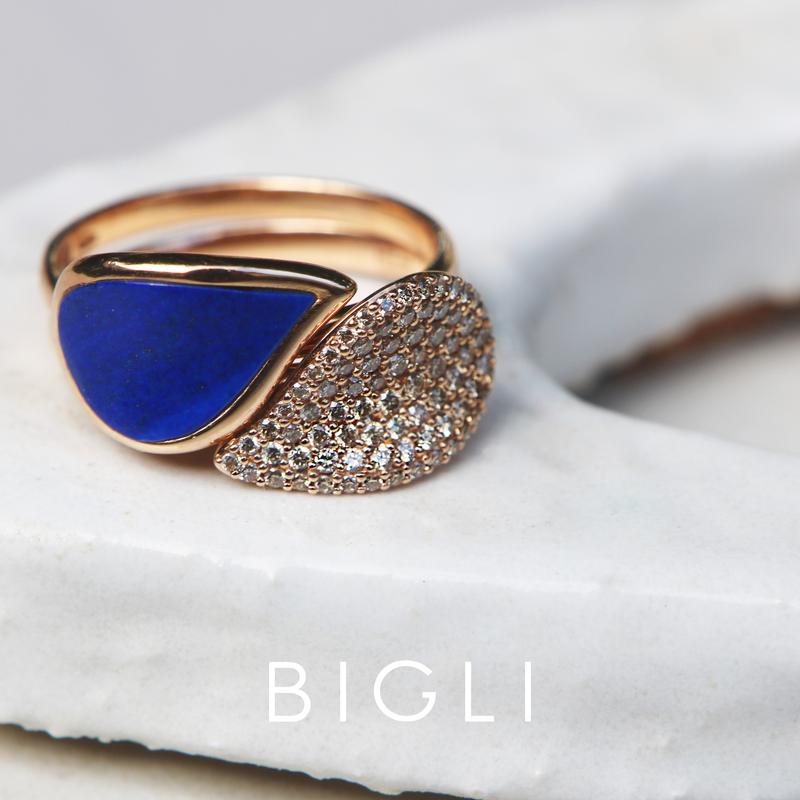 Ring · Bigli MINI LEAVES · met lapis