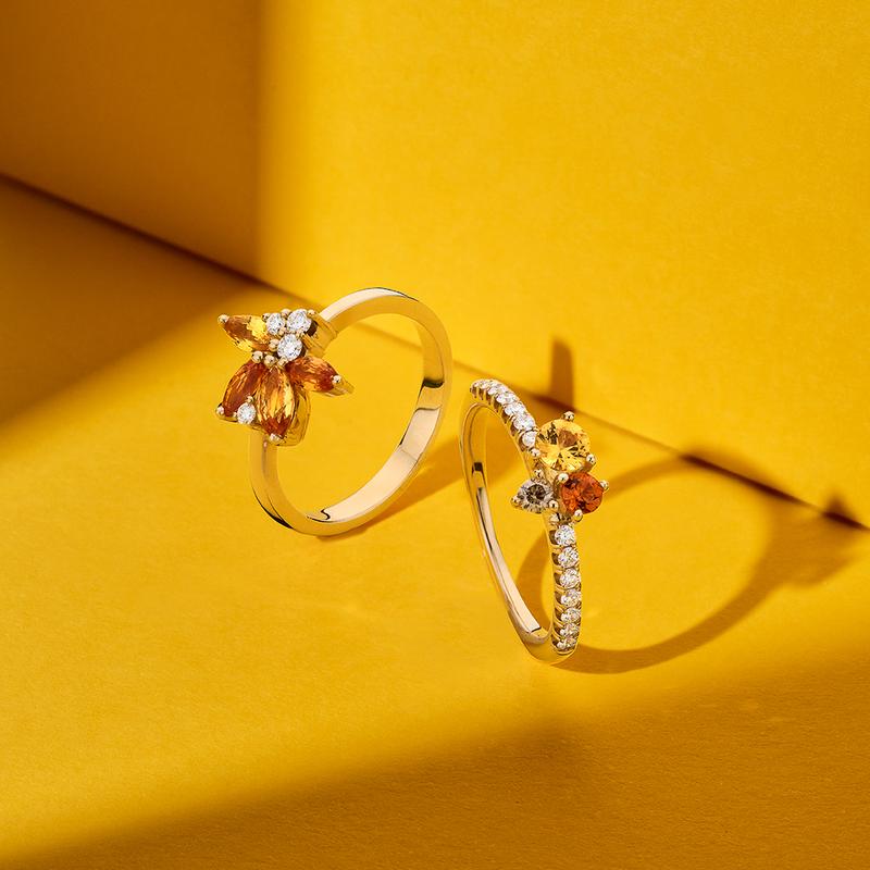 Ring rosé goud met saffier en diamant