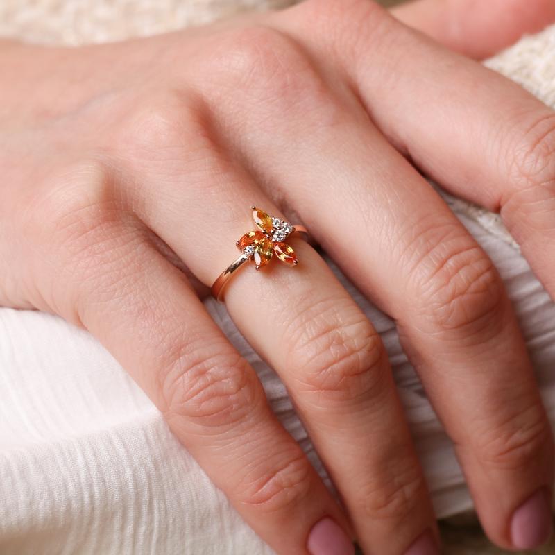 Ring rosé goud met saffier en diamant