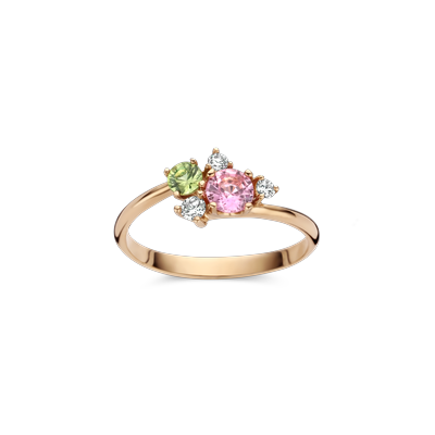Ring rosé goud met saffier en diamant