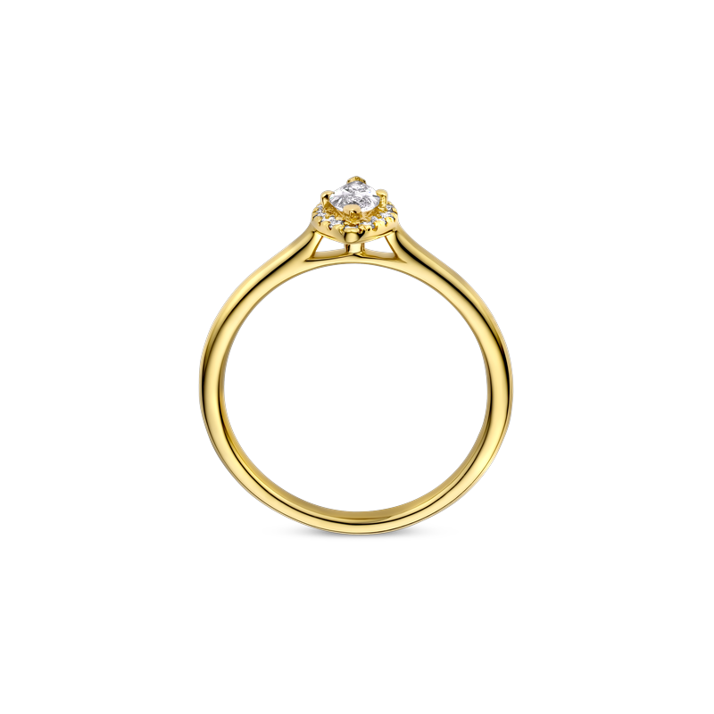 Ring entourage geel goud met 0.37ct diamant