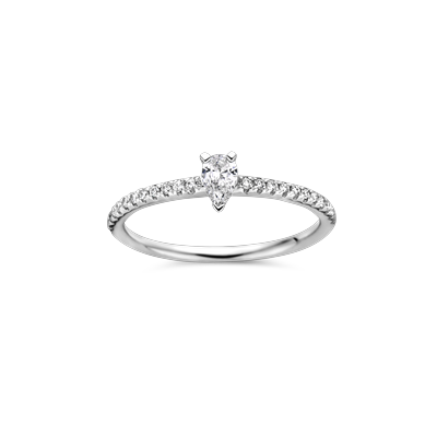 Ring solitaire wit goud met 0.26ct diamant