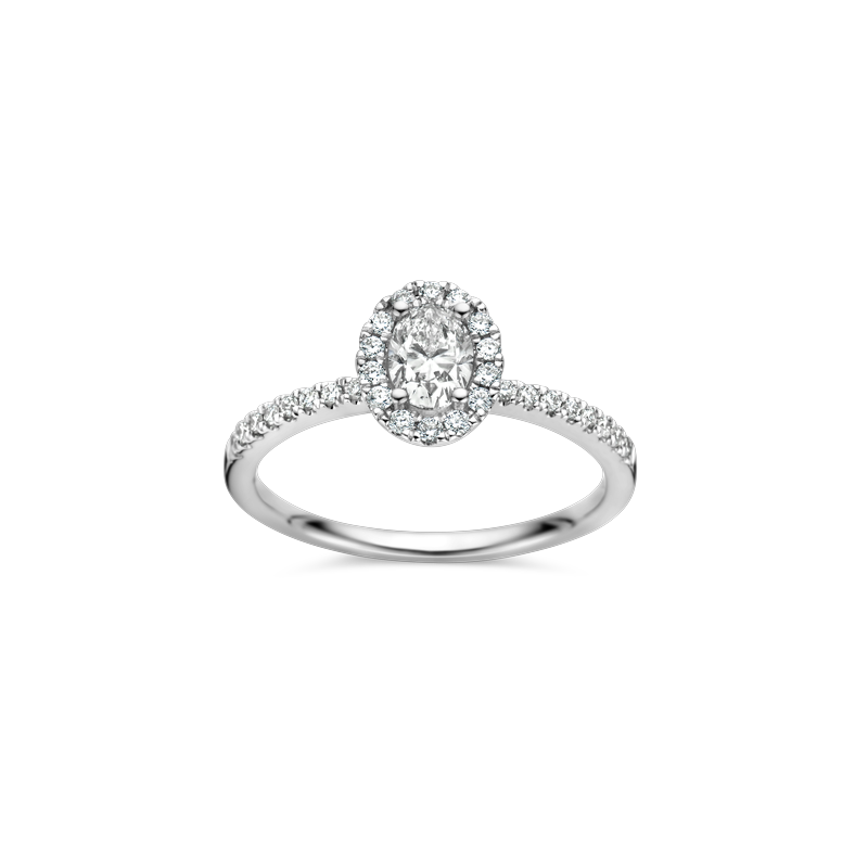 Ring entourage wit goud met 0.65ct diamant