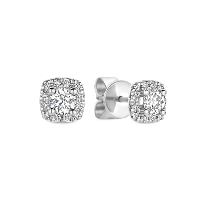 Oorbellen entourage wit goud met 0.48ct diamant
