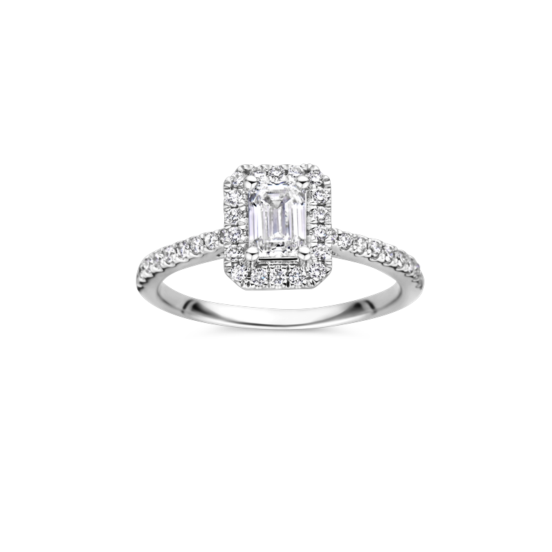 Ring entourage wit goud met 0.83ct diamant