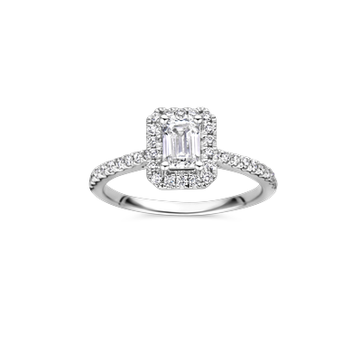 Ring entourage wit goud met 0.83ct diamant