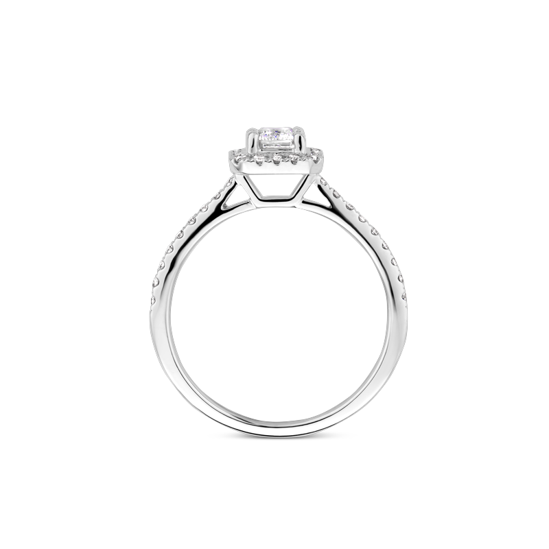 Ring entourage wit goud met 0.83ct diamant